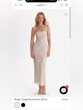 NWT | MILLA SZ 8 Beige sequinned maxi dress